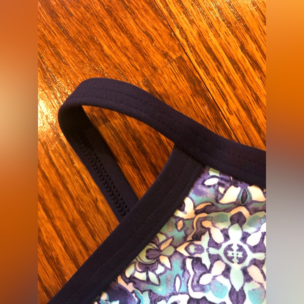 Lands’ End Geometric Print Keyhole High Neck Tankini Swimsuit Top - Size 10 Long - Picture 3 of 6